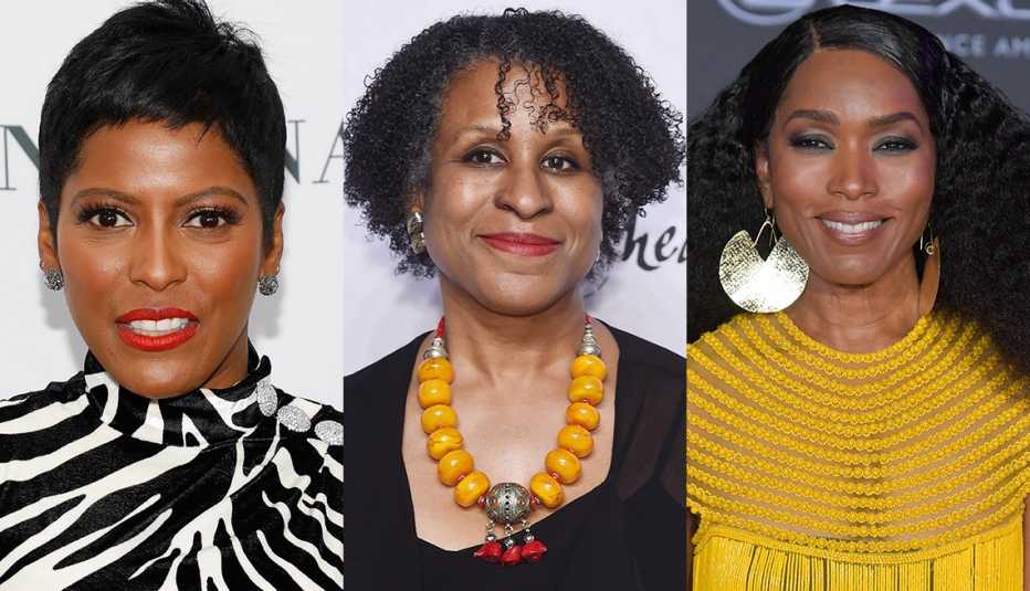 Tamron Hall, Michelle Byrd and Angela Bassett wearing flashy tops