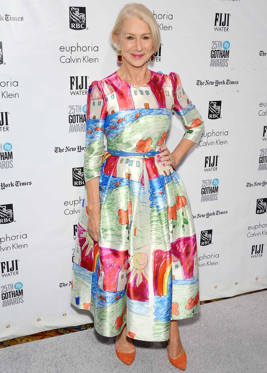 Helen Mirren in a fit and flare dress
