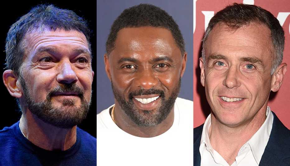 Side by side images of Antonio Banderas, Idris Elba and David Eigenberg with short hairstyles Side by side images of Antonio Banderas, Idris Elba and David Eigenberg with short hairstyles