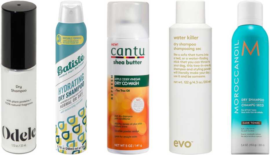 Odele Dry Shampoo; Batiste Hydrating Dry Shampoo; Cantu Apple Cider Vinegar Dry Co-Wash; evo Water Killer Dry Shampoo; Moroccanoil Dry Shampoo Dark Tones