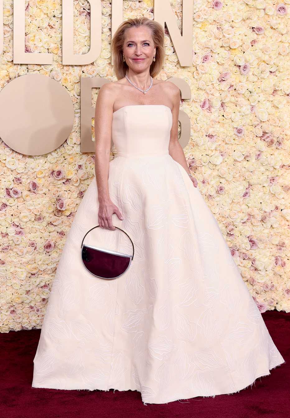 Gillian Anderson on the red carpet at the 81st Golden Globe Awards