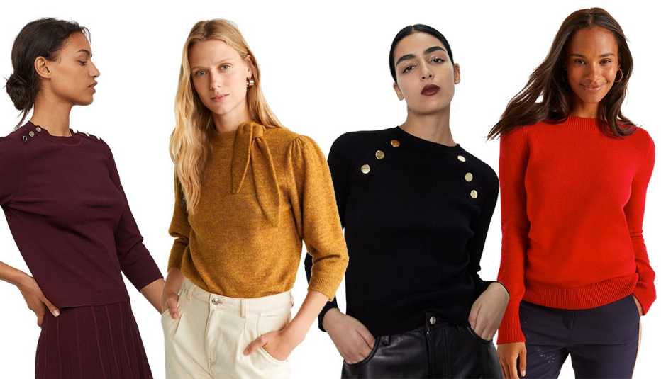 H & M Ribbed Sweater, Mango Bow Knit Sweater, Zara Ribbed Sweater with Buttons, Boden Peggy Sweater