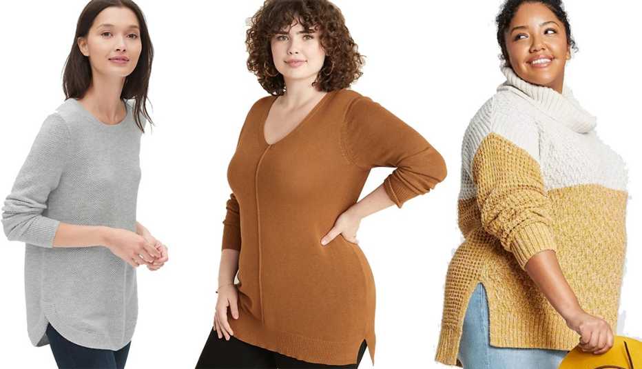 Gap True Soft Textured Crewneck Tunic Sweater, Universal Thread Plus Size Long Sleeve Turtleneck Color Block Tunic Sweater, Universal Thread Plus Size Long Sleeve Turtleneck Color Block Tunic Sweater