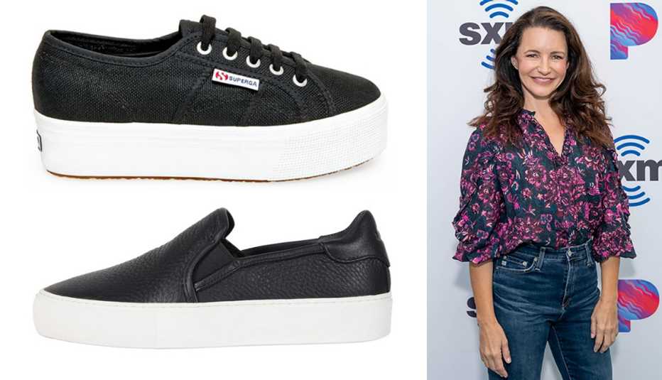 Ugg Jass Superga 2790 Acotw Platform Sneaker Kristin Davis wearing high rise jeans