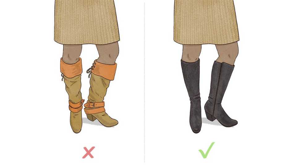 Keep knee-high boots lean, frill-free and a newsy neutral