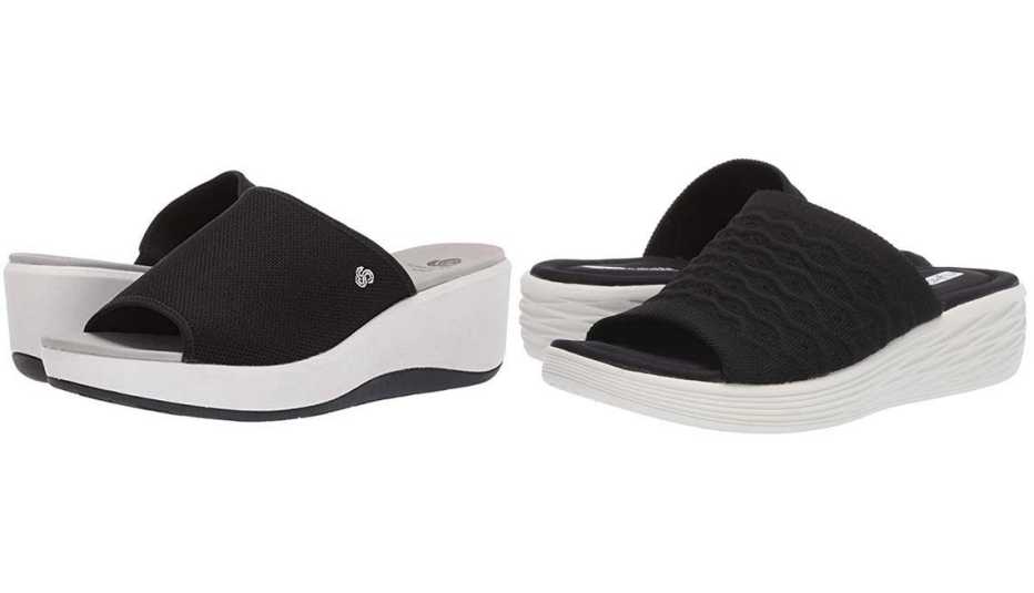 Clarks Step Cali Bay in Black Textile Knit; Ryka Nanette in Black 