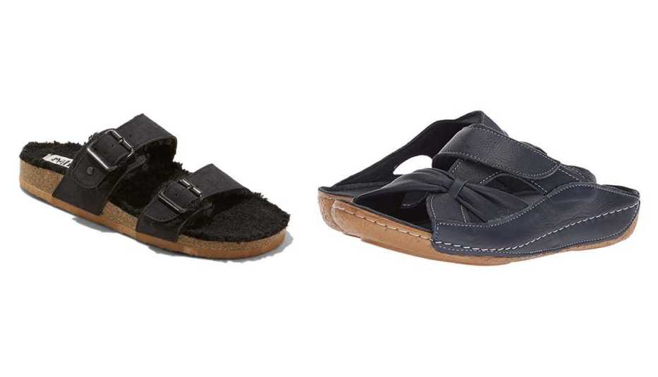 Strap Sherpa Footbed Sandals in Cognac; Spring Step Gretta