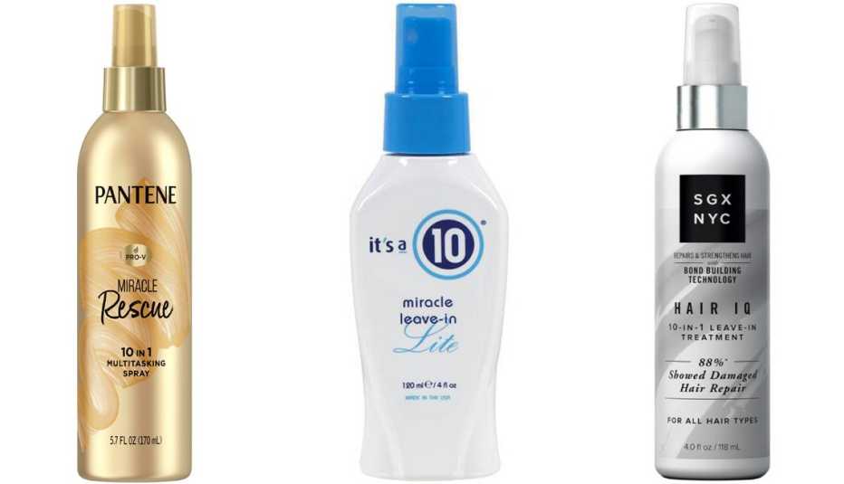 Pantene Miracle Rescue 10 in 1 Multitasking Leave-In Conditioner Spray; It’s a 10 Miracle Leave-In Lite Spray; SGX NYC Hair IQ 10-in-1 Leave-In Treatment