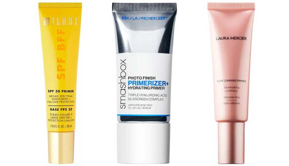 Milani Face Primer with SPF 30 - BFF 120; Smashbox Photo Finish Primerizer + Hydrating Primer; Laura Mercier Pure Canvas Primer - Illuminating
