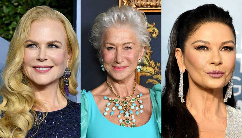 Side by side images of Nicole Kidman Helen Mirren and Catherine Zeta Jones