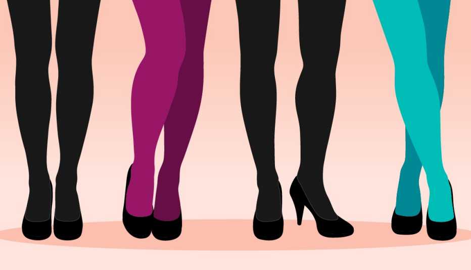 womens legs wearing tights in black pink and turqoise womens legs wearing tights in black pink and turqoise