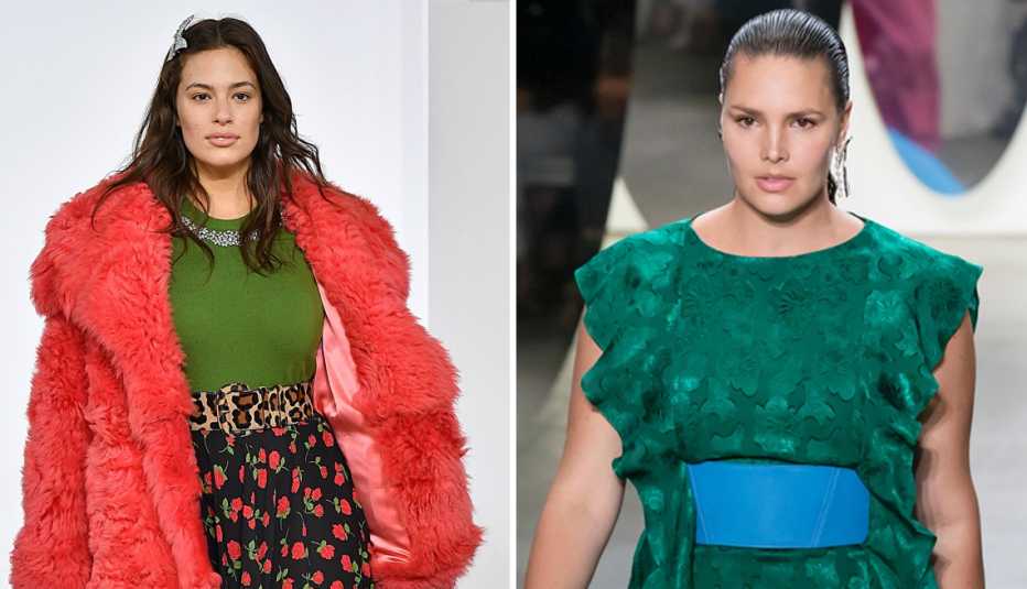 Plus size models Ashley Graham and Candice Huffine on the runway