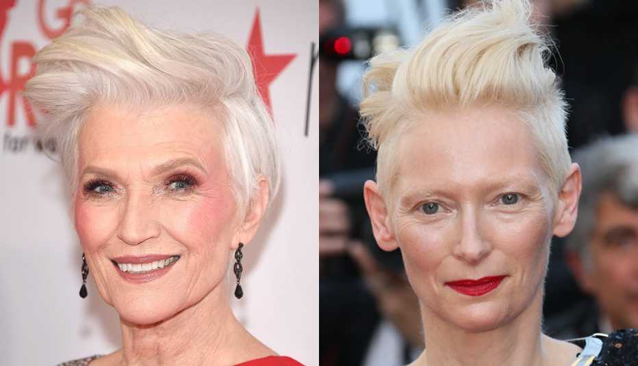 Maye Musk and Tilda Swinton with an undercut style.