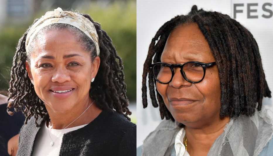 Doria Ragland and Whoopi Goldberg with a short bob 'locs