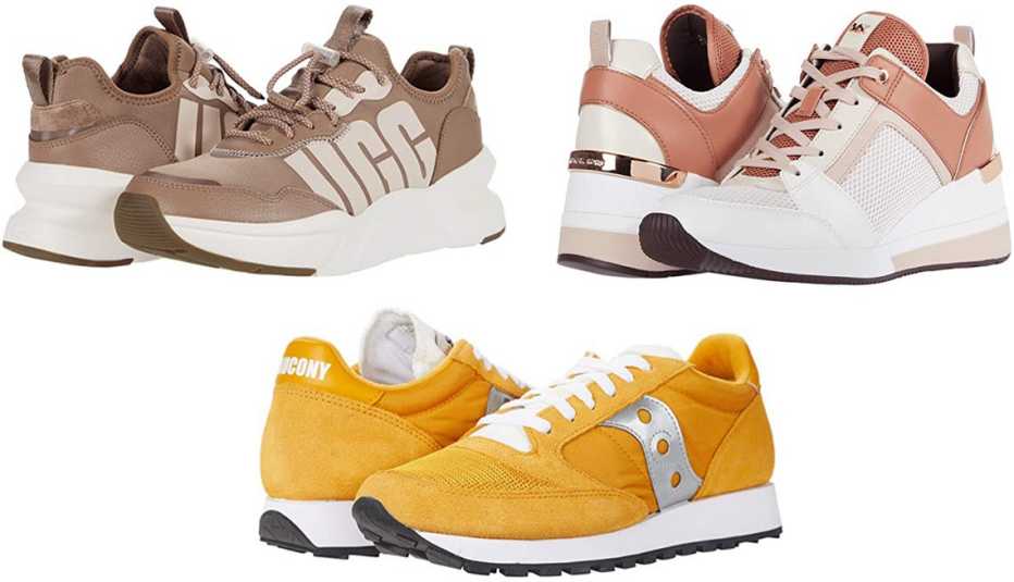 Ugg La Daze; Michael Kors Georgie Trainer; Saucony Originals Jazz Original Vintage in yellow/white/silver