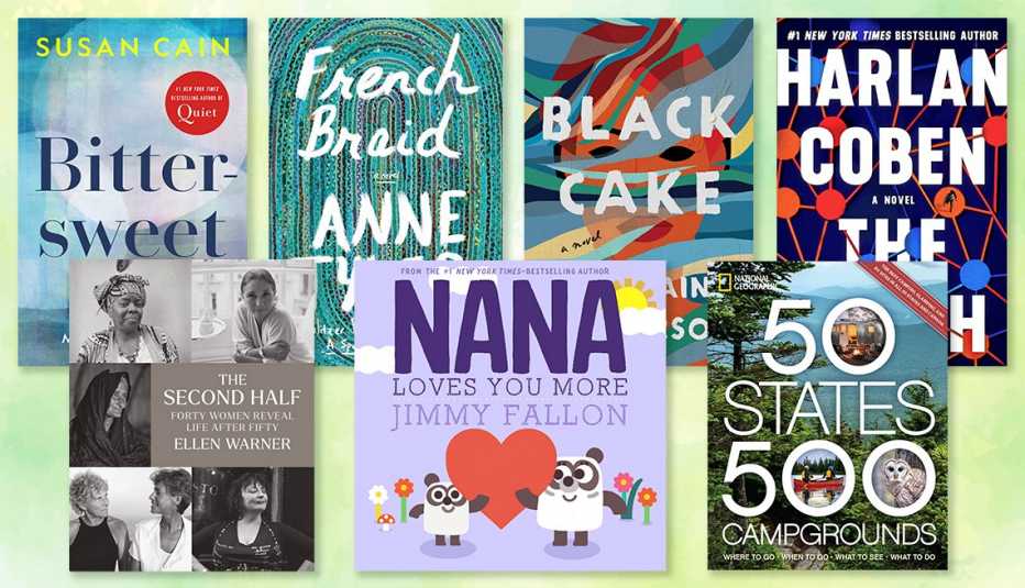 books of twenty twenty two from left to right bitter sweet french braid black cake the match the second half nana loves you more fifty states five hundred campgrounds