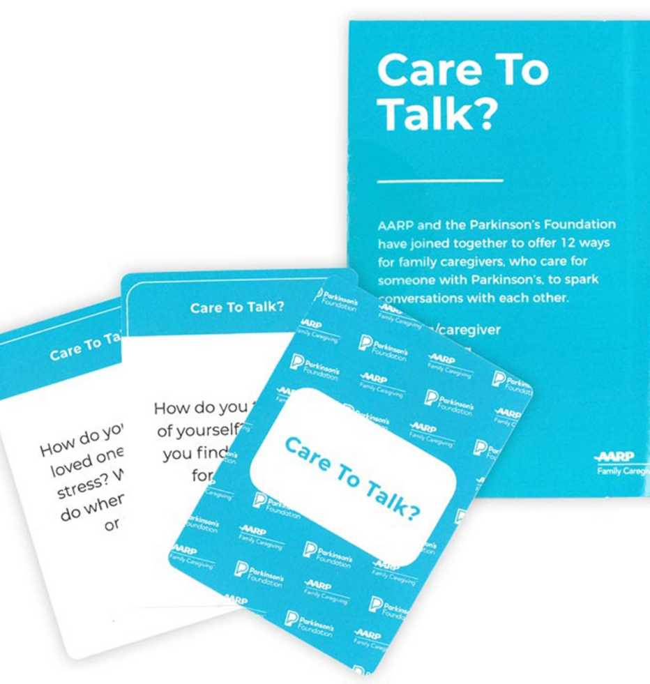 a dek of blue care to talk conversation cards