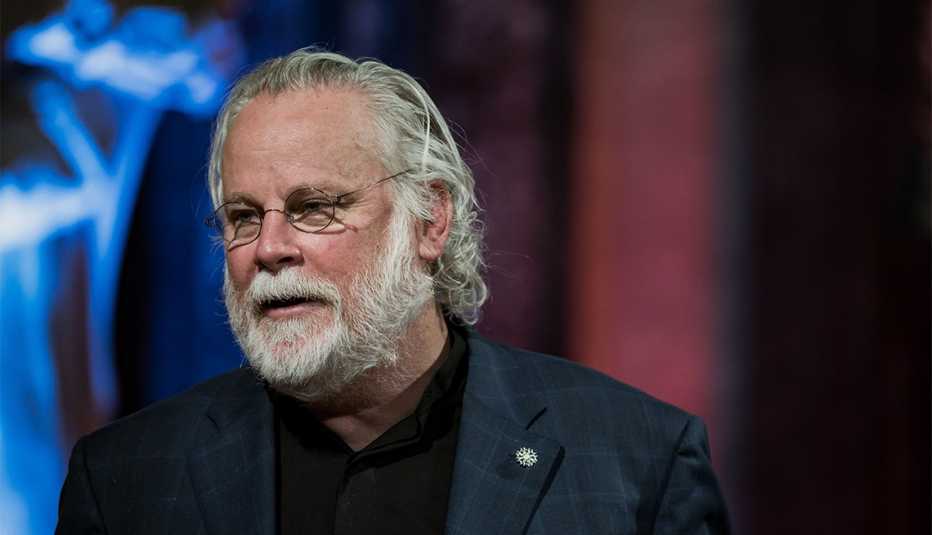 Michael Connelly takes part in a talk during the "Quais du Polar" Crime Fiction Literature Festival 