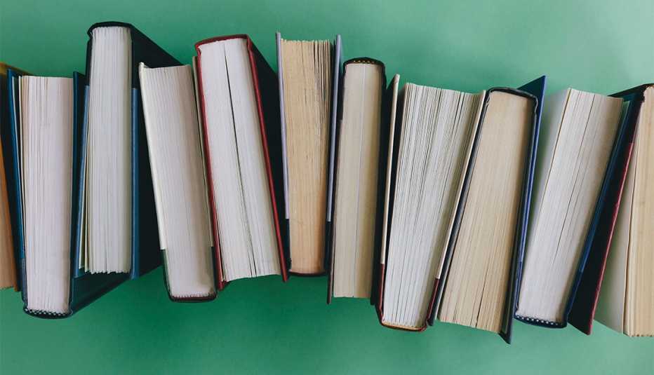 Arrangement of hardback books