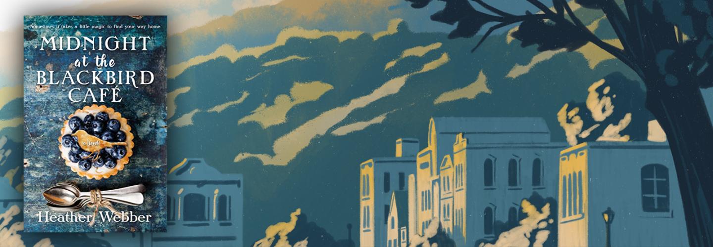 midnight at the blackbird cafe by heather webber cover and illustration