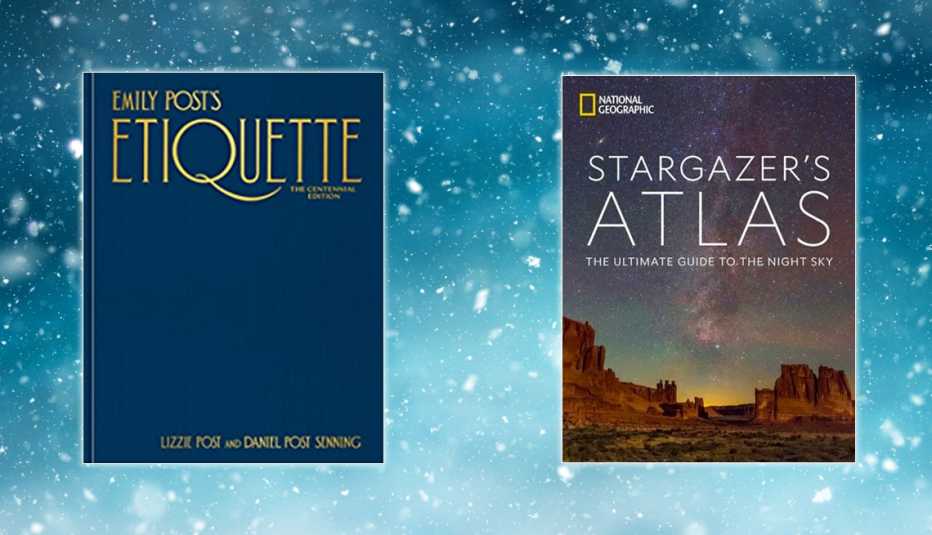 book covers left emily posts etiquette then stargazers atlas