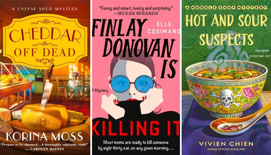 cheddar off dead by korina moss then finlay donovan is killing it by elle cosimand then hot and sour suspects by vivien chen