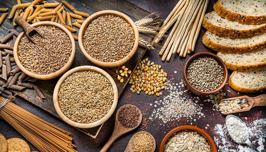 top view of whole grains and cereals