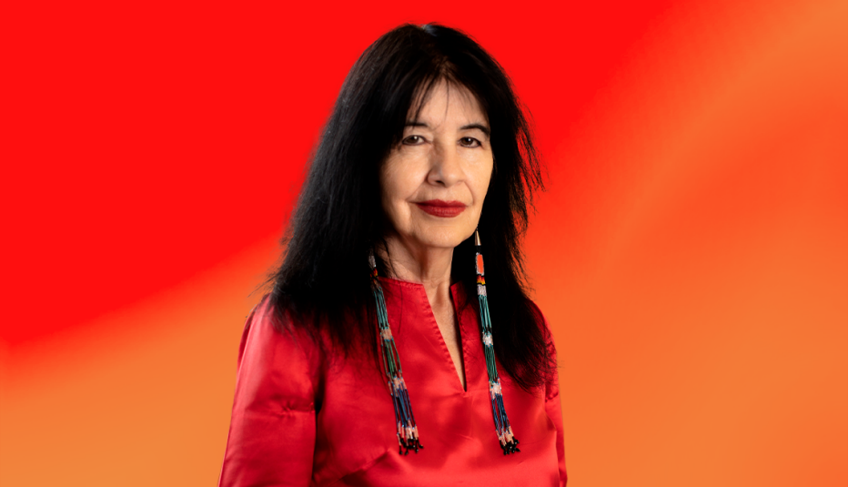 joy harjo against orange ombre background
