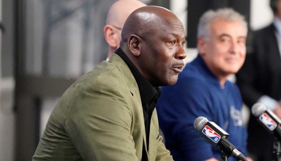 michael jordan of the charlotte hornets speaking as part of the n b a paris games in twenty twenty in paris france michael jordan of the charlotte hornets speaking as part of the n b a paris games in twenty twenty in paris france