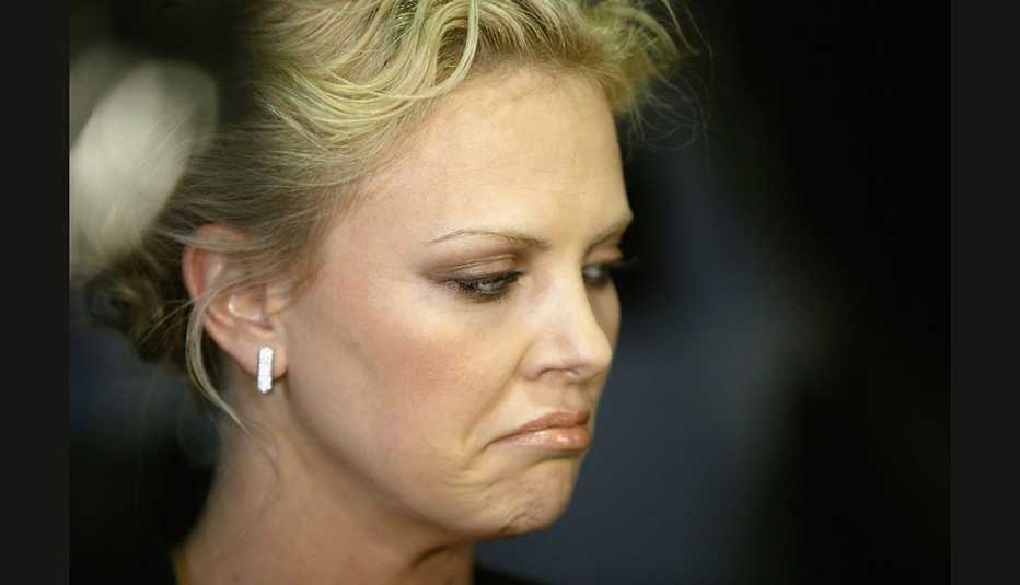 Charlize Theron Frowns, Tight Head Shot Night, Charlize Theron Frowns, Tight Head Shot Night,
