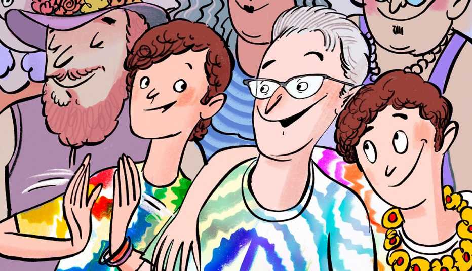 a father with his teen boys at a rock concert