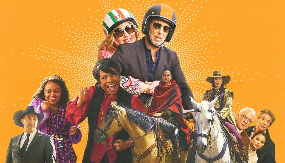 A collage of stars from Kevin Costner to Steve Martin who starred in the best TV shows of 2022