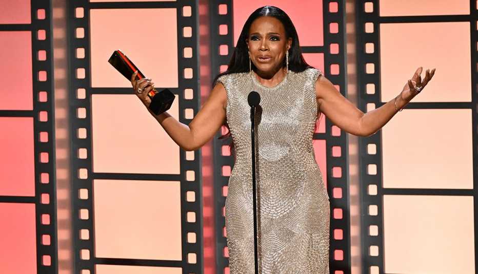 Sheryl Lee Ralph accepting her award at the AARP Movies for Grownups Awards