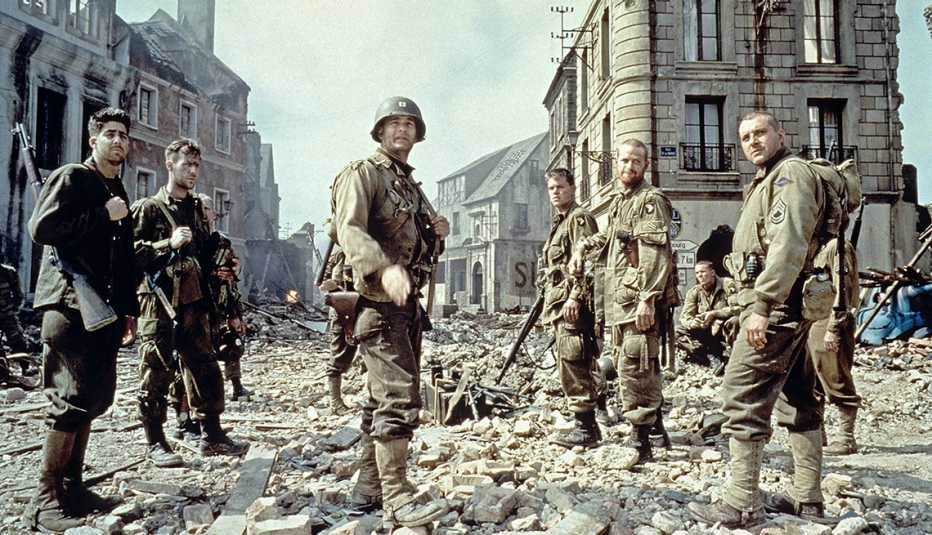Adam Goldberg Demitri Goritsas Tom Hanks Matt Damon Maximilian Martini and Tom Sizemore in a scene from the film Saving Private Ryan