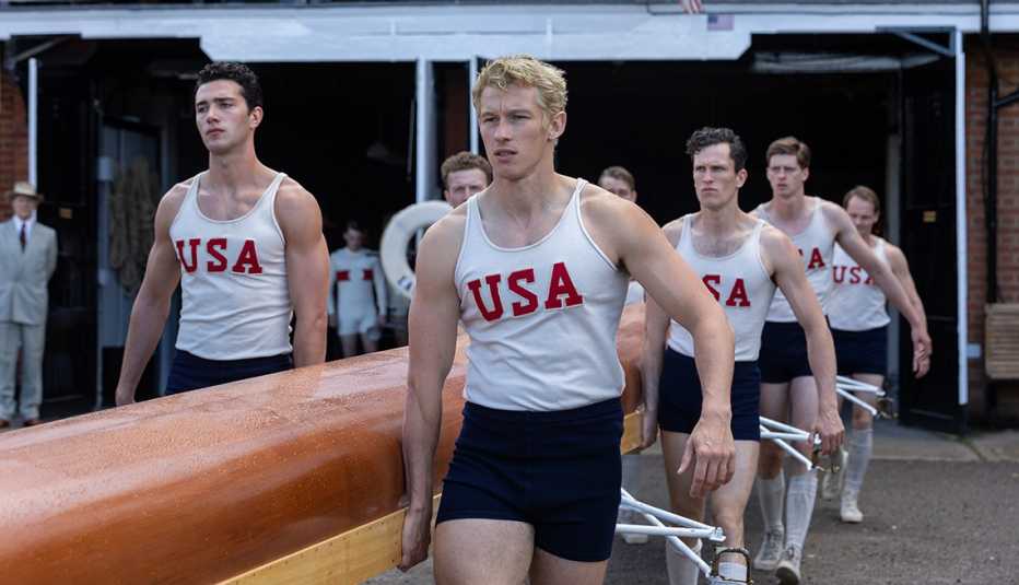 Bruce Herbelin-Earle, Callum Turner and Wil Coban in "The Boys in the Boat." Bruce Herbelin-Earle, Callum Turner and Wil Coban in "The Boys in the Boat."