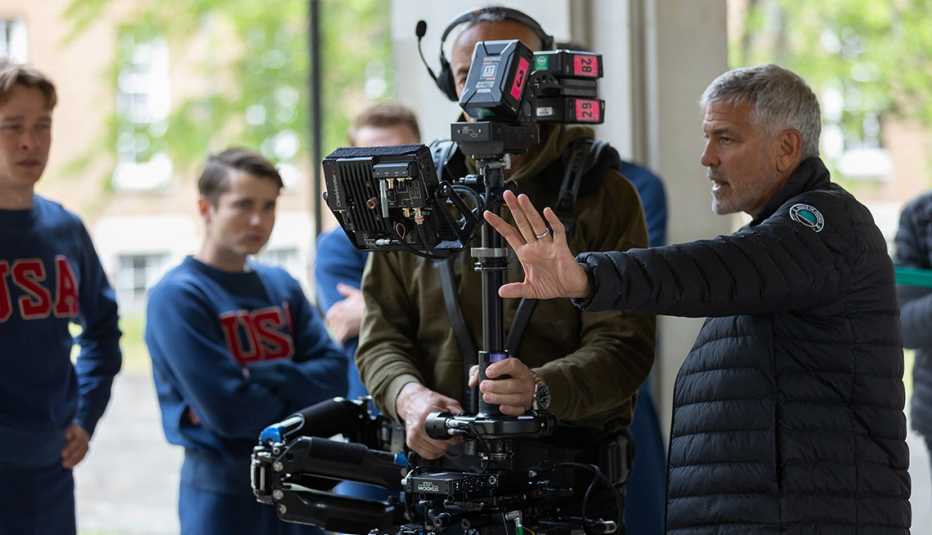 George Clooney on the set of "The Boys in the Boat."