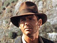 Harrison Ford riding an elephant in Indiana Jones and the Temple of Doom