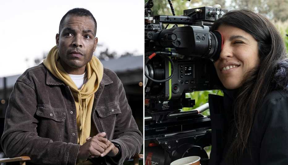 director reinaldo marcus green on the set of king richard and director alejandra marquez abella on the set of a million miles away