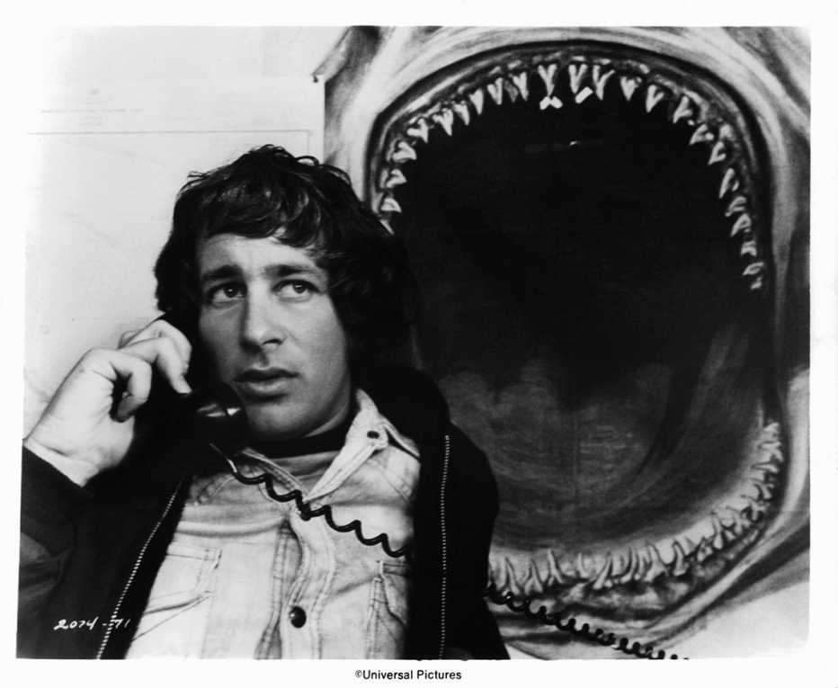 Director Steven Spielberg on the set of Jaws