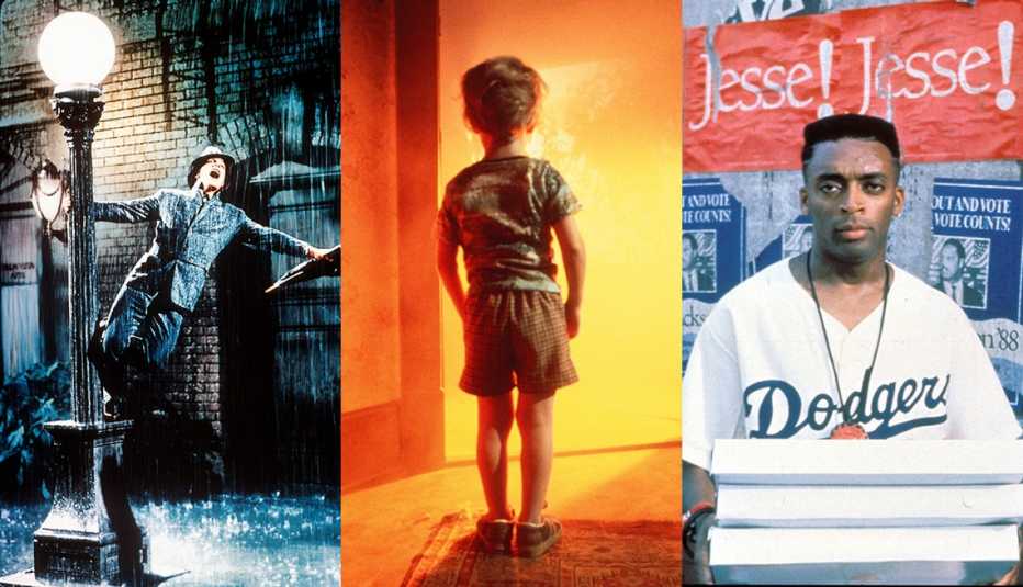 Gene Kelly performing in the film Singin' in the Rain, Cary Guffey in the film Close Encounters of the Third Kind and Spike Lee as Mookie in Do the Right Thing