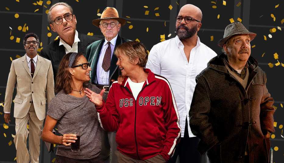Colman Domingo in "Rustin," Robert Downey Jr. in "Oppenheimer," Robert De Niro in "Killers of the Flower Moon," Jeffrey Wright in "American Fiction," Paul Giamatti in "The Holdovers" and Jodie Foster and Annette Bening in "Nyad."