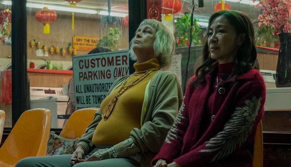 left jaime lee curtis right michelle yeoh in everything everywhere all at once