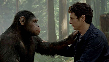 Rise of the Planet of the Apes-Will Rodman and his ape Caesar embrace post-revolution Rise of the Planet of the Apes-Will Rodman and his ape Caesar embrace post-revolution
