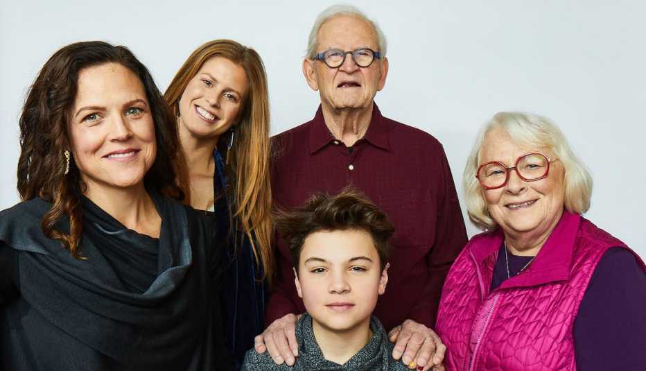 Irene Taylor Brodsky, Tahria Sheather, Jonas Brodsky, Paul Taylor and Sally Taylor from 'Moonlight Sonata: Deafness in Three Movements' pose for a portrait in the Pizza Hut Lounge in Park City, Utah on January 26, 2019 in Park City, Utah.
