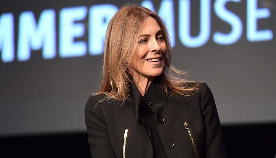 Director Kathryn Bigelow speaking onstage