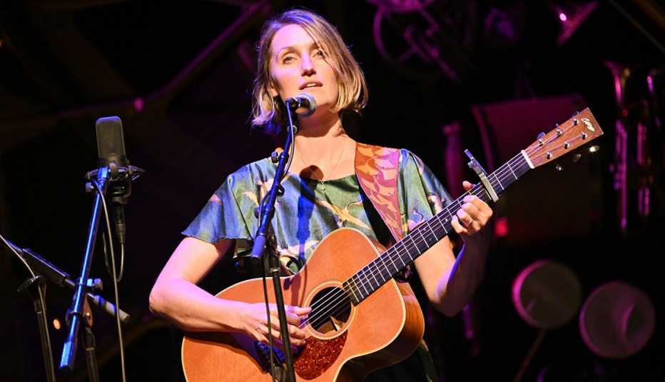 joan shelley performing during hymns for the holler in louisville kentucky