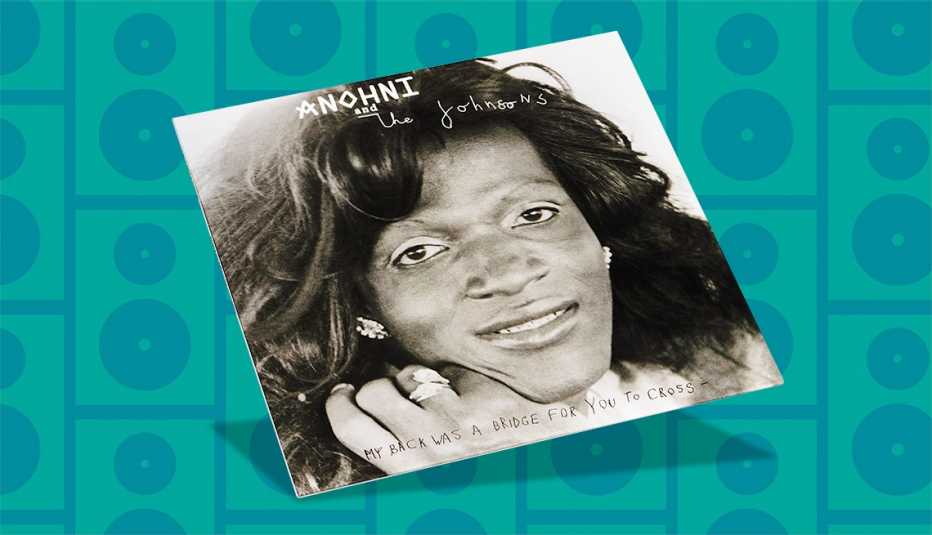 music album cover with the words anohni and the johnsons, my back was a bridge for you to cross