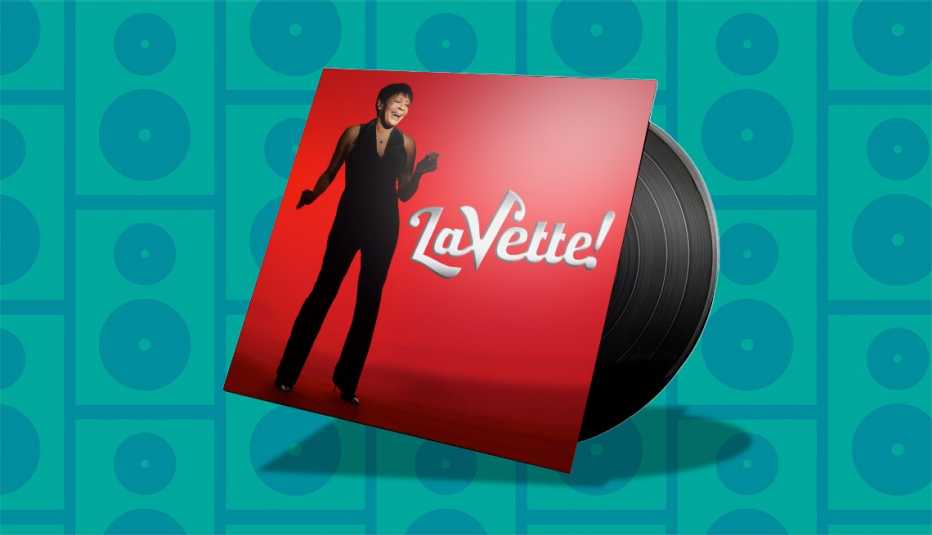 music album cover with record sticking out of it; woman on cover with word lavette next to her