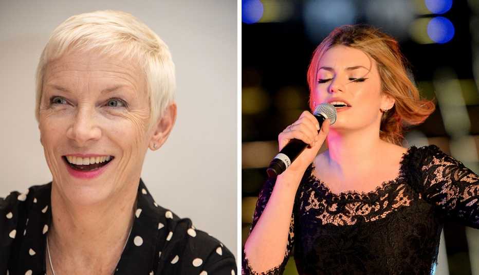 left annie lennox of eurythmics right her daughter singer songwriter lola lennox