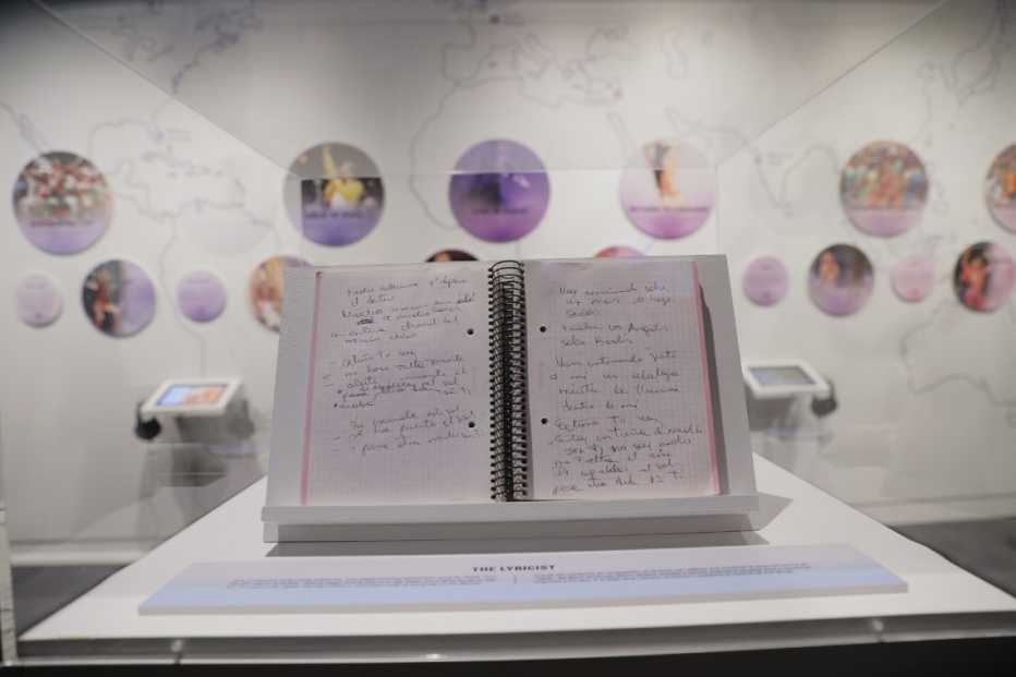 A notebook, which Shakira keeps in her recording studio, with fragments of handwritten lyrics.